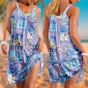 Stitch Experiment 626 Sling Summer Dress, Disney Stitch Women Dress, Lilo And Stitch Sleepwear, Stitch Ohana Casual Dress, Gift For Her