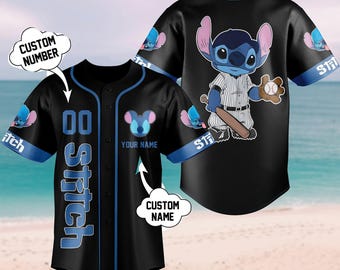 Camiseta de béisbol personalizada de Stitch, equipo de béisbol de Disney Lilo y Stitch, camiseta de béisbol de dibujos animados de la película, camiseta de Disneyland, regalos de Disneyworld
