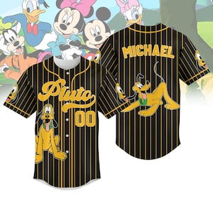Disney Pluto hund randig linje basebolltröja, personlig Pluto tecknad basebolltröja, Disneyland-tröja, Walt Disney World-tröja