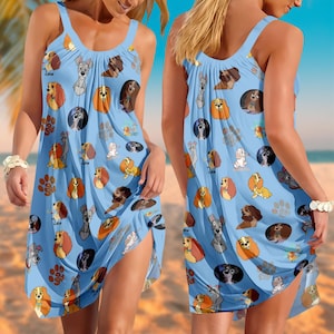 Disney Lady And The Tramp Sling zomerjurk, hond cartoon vrijetijdskleding, lady dog damesjurk, schattig hondenshirt, Disney Lady nachtkleding