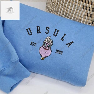 Villains Ursula Embroidered Crewneck Sweatshirt, Halloween Sweatshirt, The Little Mermaid Embroidered Hoodie, Disney Halloween Gifts