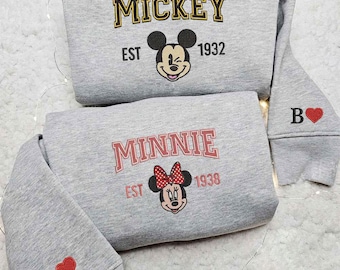 Micky Maus und Minnie Maus Besticktes Sweatshirt, Disney Figuren Paar Hoodie, Disneyland Familie Passendes Shirt, Magic Kingdom