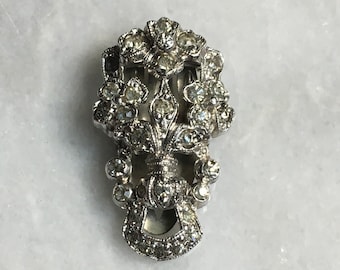 Broche de vestido vintage, broche de vestido antiguo, broche de vestido art déco, broche de vestido con diamantes de imitación y marcasitas, broche de marcasitas con diamantes de imitación, broche de vestido de los años 30