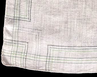 Lenço dos anos 50, rosa claro com costura verde e preta