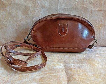 Small Leather Crossbody Bag, Hartmann by Lombardo Leather Bag, Vintage Brown Leather Convertible Bag, Leather 2 Way Bag,Brown Leather Clutch