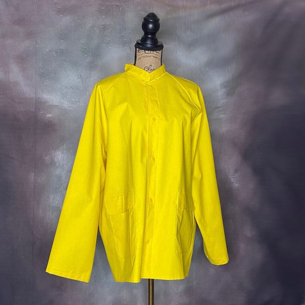 80's Yellow Vinyl Rain Jacket, Diamond Rubber Products, Large
