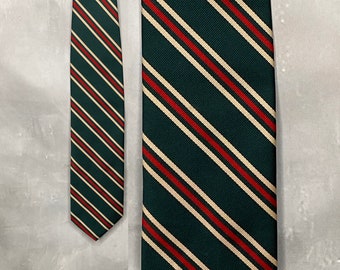 70's Vintage Wide Green and Red Stripe Tie, 70's Christmas Tie, 4 Inch Tie, Bonds Tie