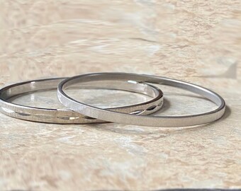 80's Stacking Pair of Frosted and Etched Silver Bangles