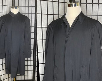 60's Men's Black London Fog Overcoat, Medium/Large