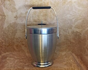 Vintage Ice Bucket, Mid Century Modern, Aluminum, Kromex, 1960's, Mid Century Barware