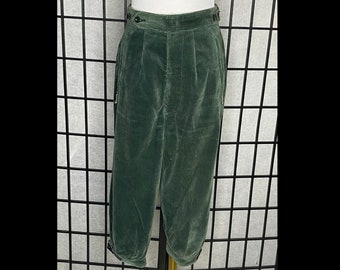 50's/60's Green Corduroy Ski Pants, Knickers, Obermeyer, Made in Germany, Small