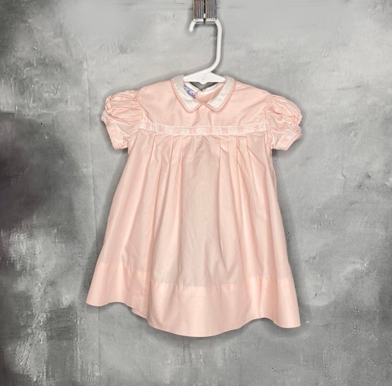50's Vintage Baby Dress, Vintage Pink Cotton Baby Dress, Short Sleeve Baby Dress, Sax Fifth Avenue Baby, 6 months, 9 Months, 12 Months