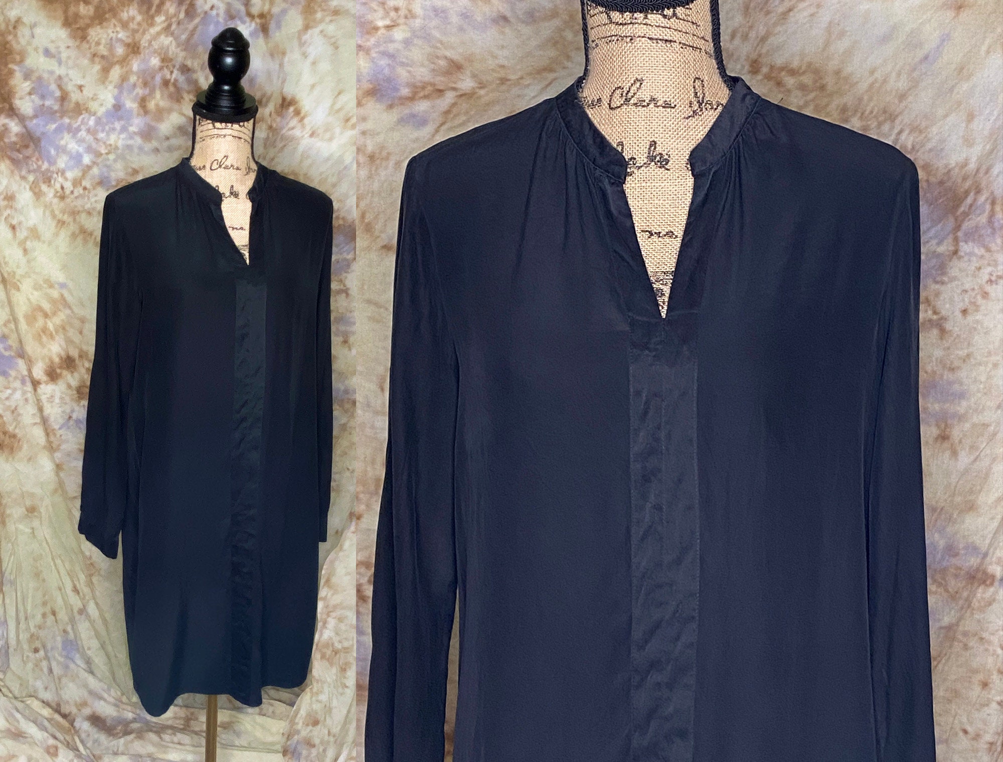 90 s J Jill Black Long Sleeve Silk Nightshirt Black Silk Knee Length Nightshirt J Jill Black Silk Long Sleeve Nightgown Silk Nightshirt M Etsy Australia