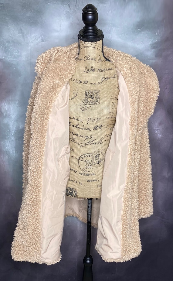 90's Reversible Beige Plush Coat, Kensie, Large/X… - image 5