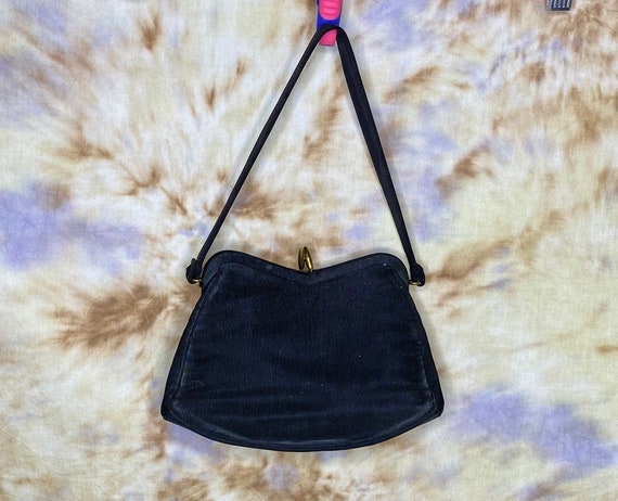 40's  Black Fabric Handbag - image 2