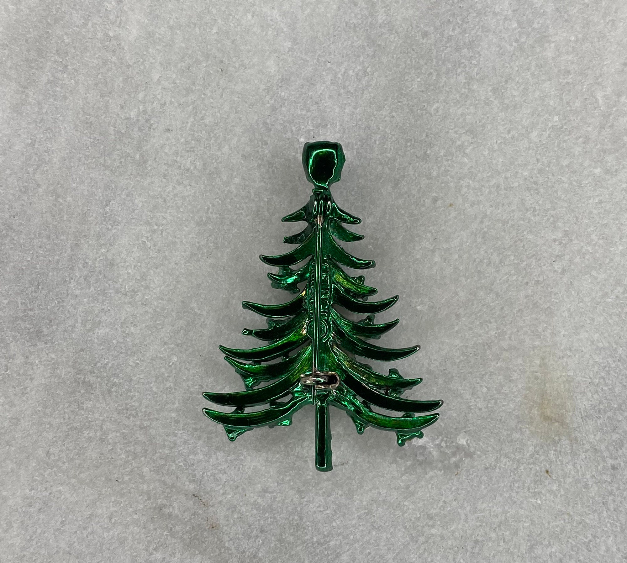 Broche Sapin De Noël 2D Verte - Strass Et émaillée, Marque Clj Charles Le Jeune, Neuve Avec étiquettes