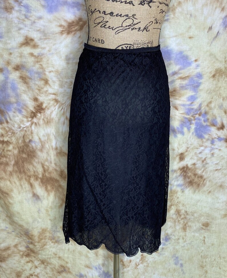 60's Black Lace Half Slip Val Mode Small Etsy