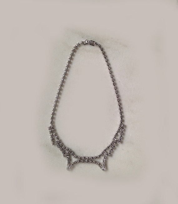 Vintage Necklace, Rhinestone, 1950's, Choker, Fest