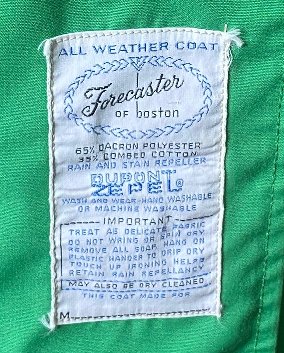 60's Kelly Green Knee Length Raincoat, Forecaster… - image 8