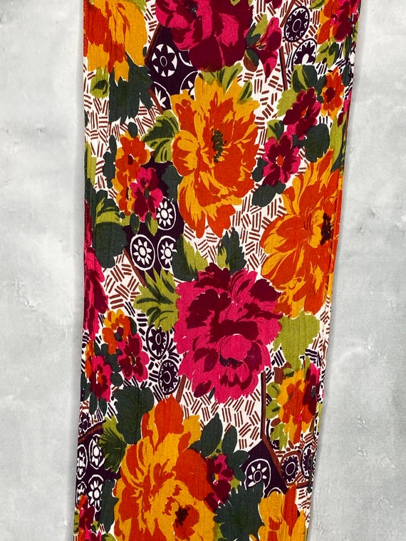 80's Oblong Bright Floral Print Scarf - image 3