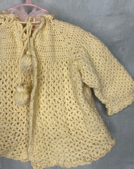 50's Yellow Acrylic Knit Baby Sweater, Cardigan, … - image 2