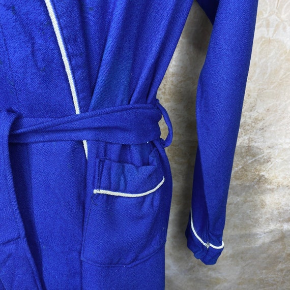 50's/60's Royal Blue Wool Robe, Medium - image 5