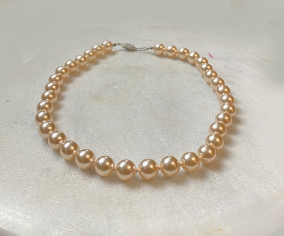 Vintage Pearl Necklace, Faux Pearl Necklace, Pearl Choker, Faux Pearl Choker, 50s Faux Pearl Choker, Knotted Pearl Choker, 50s Pearl Choker