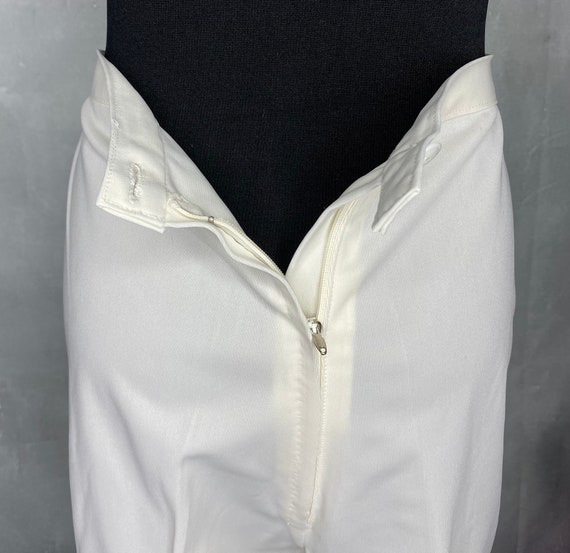 70's Women's High Waist White Polyester Pants, Fl… - image 4