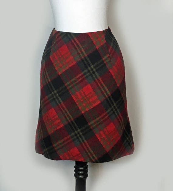 70's Vintage Wool Plaid Mini Skirt, Short A Line S