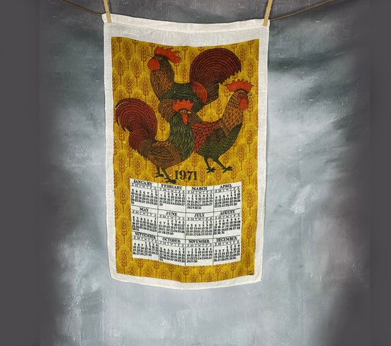 1971 Lois Lang Folk Art Calendar, Burlap Calendar Wall Hanging, Folk Art  Roosters Calendar, 1971 Calendar Tea Towel, Folk Art Tea Towel - Etsy