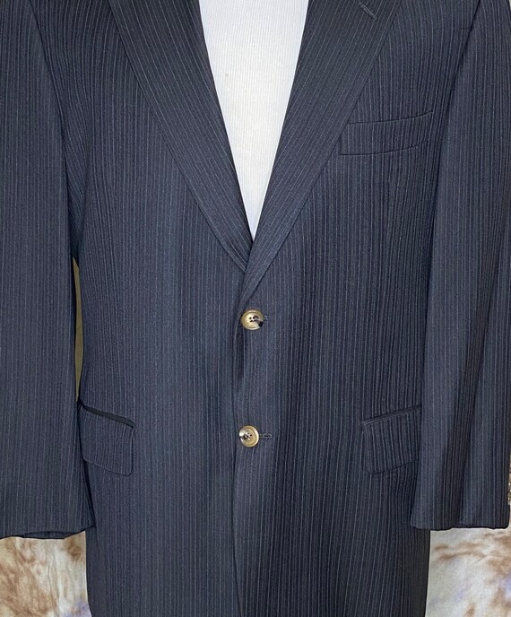 90's Men's Dark Gray Pinstripe Sport Coat, Wool S… - image 5