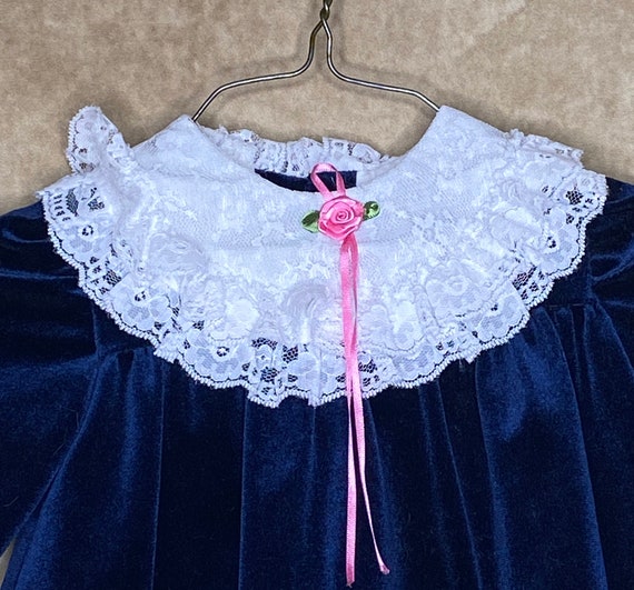 90s Blue Velvet Toddler's Dress, Allison Ann, 18 … - image 3