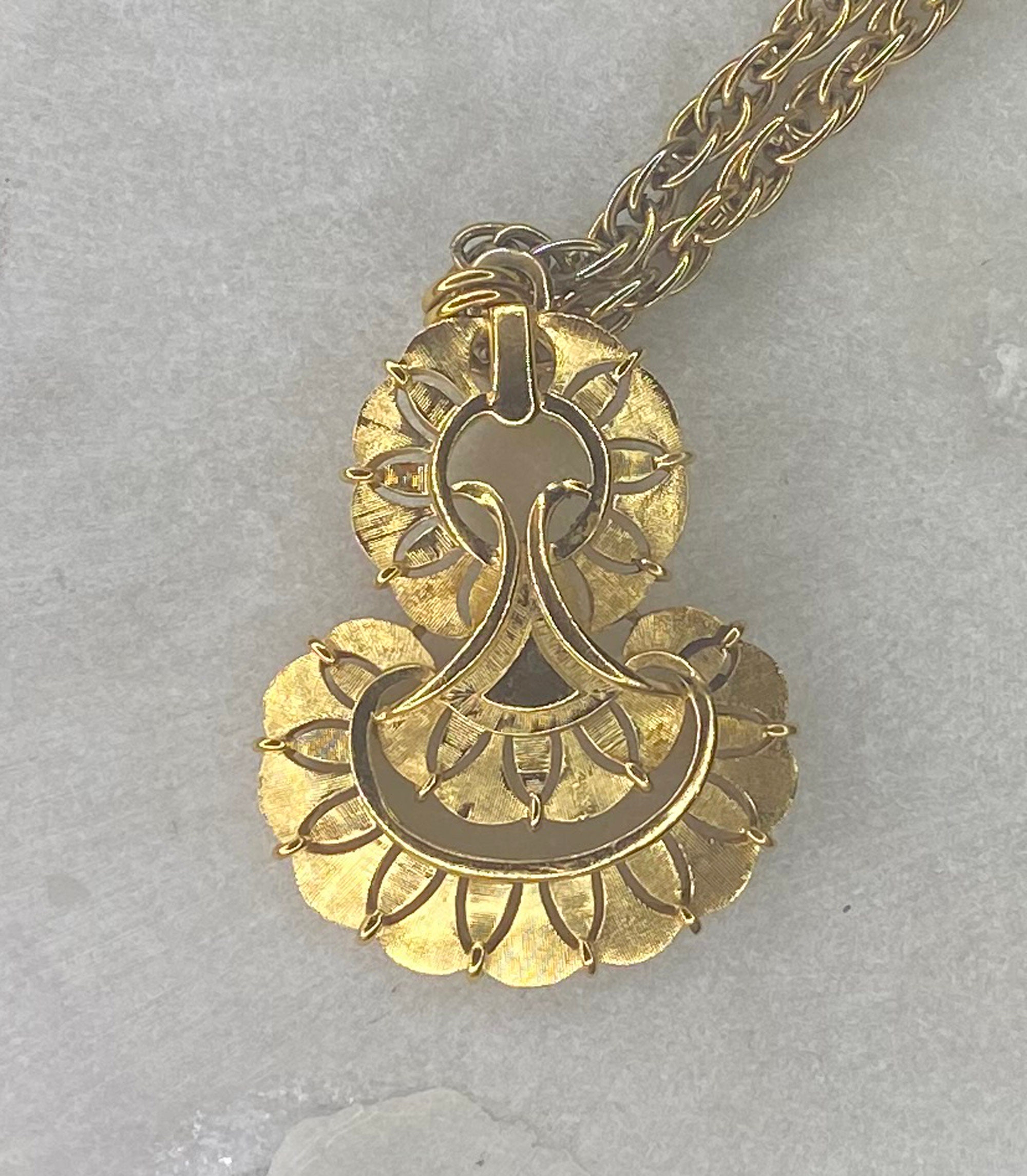 80's Double Strand Chain Gold Tone Pendant Necklace - Etsy
