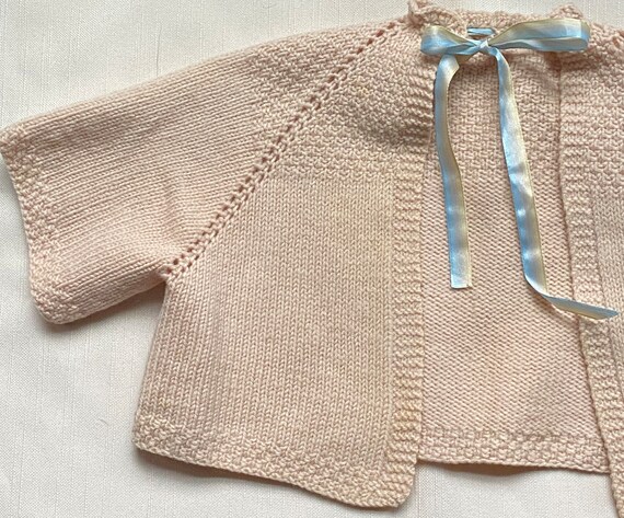 Vintage Baby Girl Sweater, 3 Months Pink Cardigan… - image 3