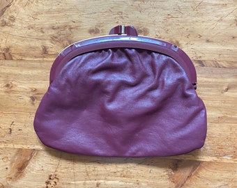 80's Burgundy Leather Clutch