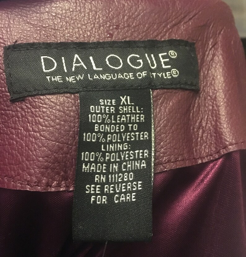 Vintage Women S Leather Jacket Cordovan Washable 1990 Dialogue Large New With Tags