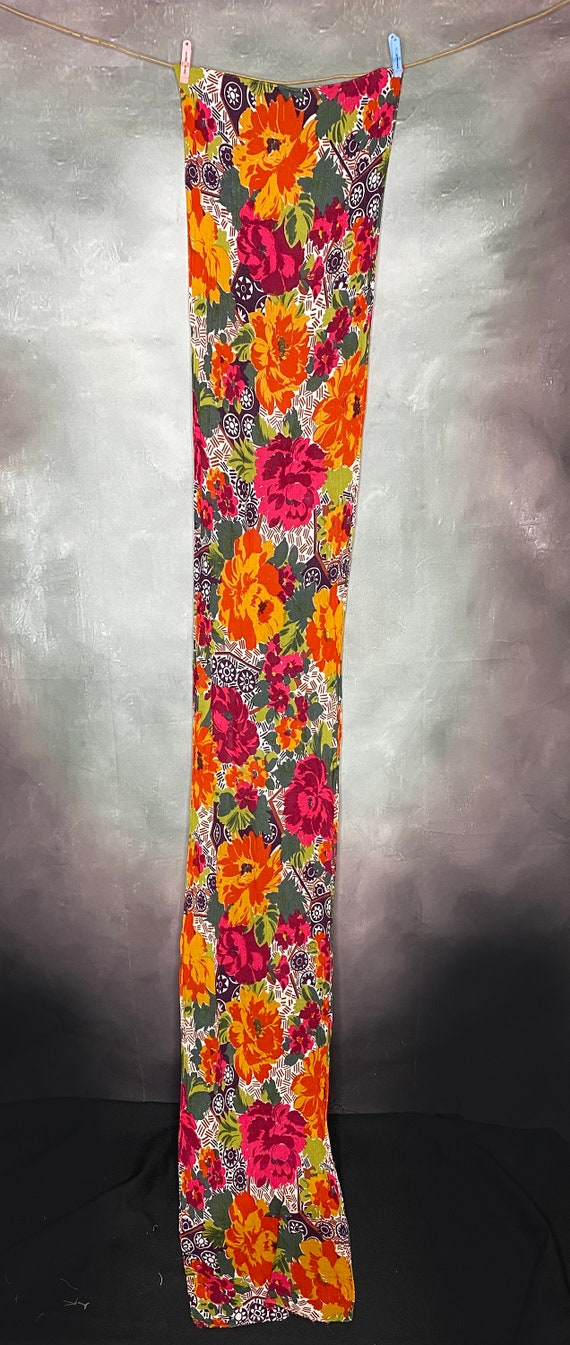 80's Oblong Bright Floral Print Scarf - image 5