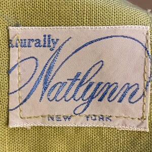 60’s Olive Green Embroidered Drop Waist Dress by Natlynn New York