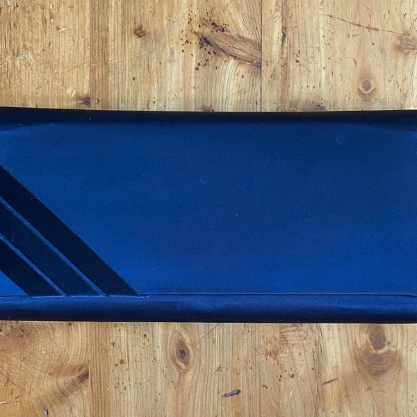 70's Navy Satin Envelope Clutch, Made in Italy