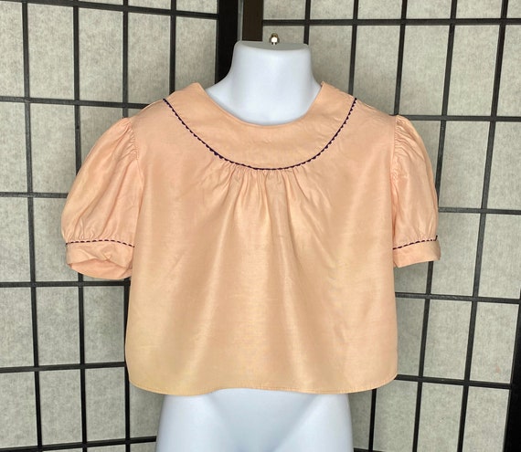 40's/50's Girl Size 5 Pink Rayon Short Sleeve Blo… - image 1