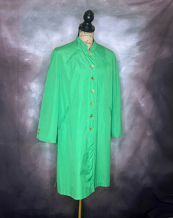 60's Kelly Green Knee Length Raincoat, Forecaster… - image 2