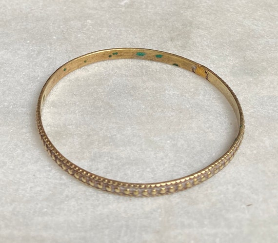 70's Narrow Brass Hobnail Bangle - image 2