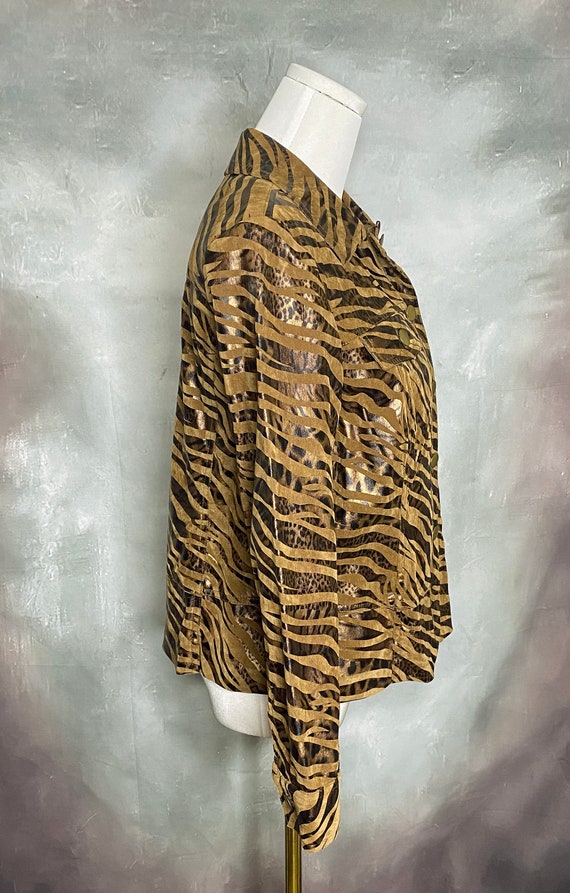 Animal Print Jean Jacket, Tiger Stripe Jean Jacke… - image 3