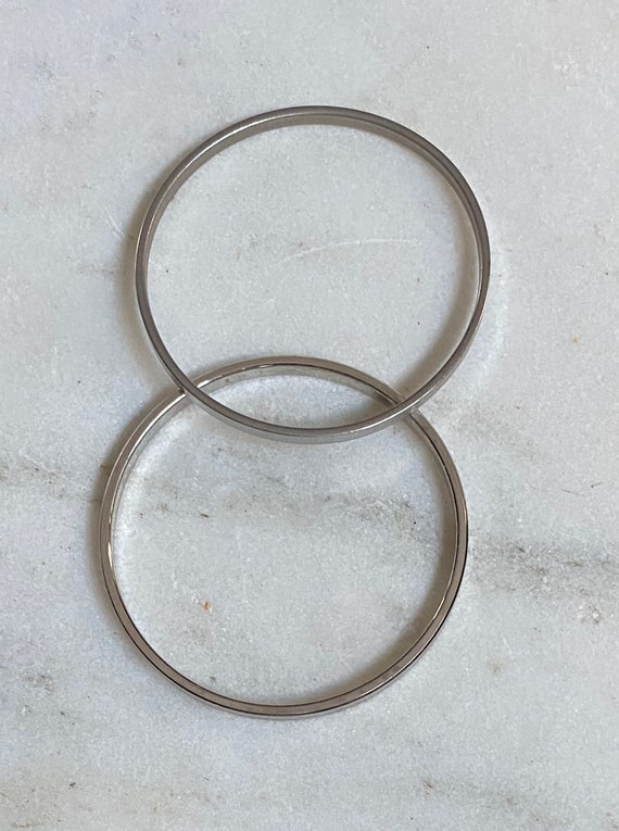 80's Stacking Pair of Frosted and Etched Silver B… - image 3