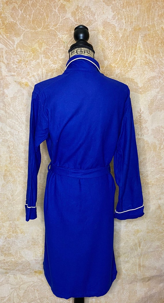 50's/60's Royal Blue Wool Robe, Medium - image 4