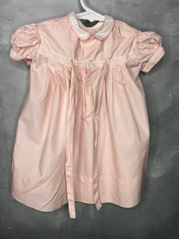 50's Vintage Baby Dress, Vintage Pink Cotton Baby Dress, Short Sleeve Baby Dress, Sax Fifth Avenue Baby, 6 months, 9 Months, 12 Months View 2
