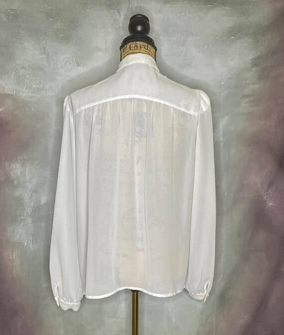 80's White Long Sleeve Double Breasted Blouse, La… - image 4