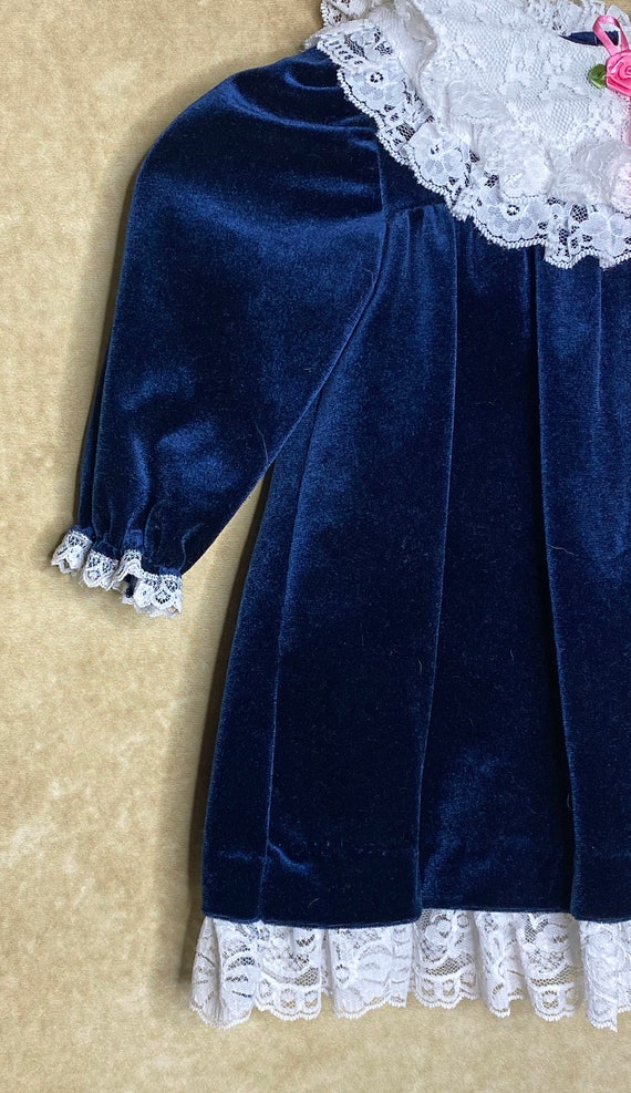 90s Blue Velvet Toddler's Dress, Allison Ann, 18 … - image 5