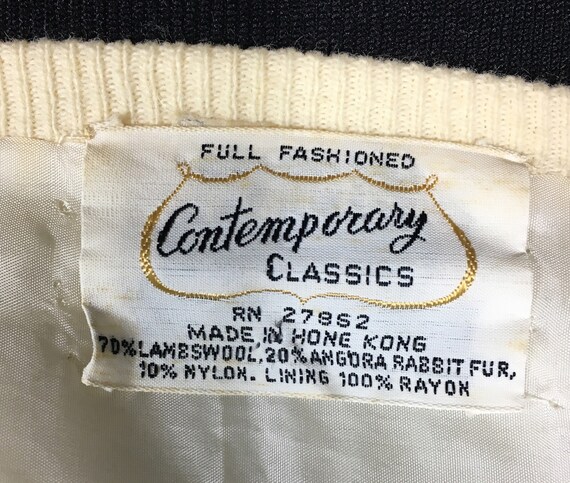Women's Cardigan Sweater, 1960's, Lambs Wool Ango… - image 7