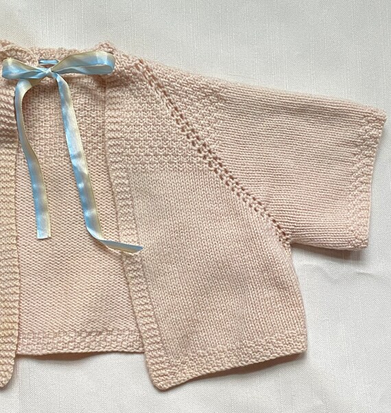 Vintage Baby Girl Sweater, 3 Months Pink Cardigan… - image 4